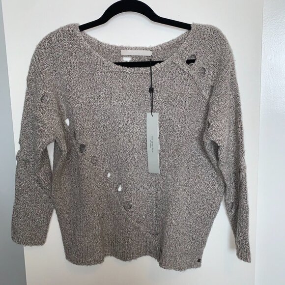 Anthropologie One Grey Day Grace Sweater Merino Wool Knit Marle Heathered Small - Picture 8 of 16